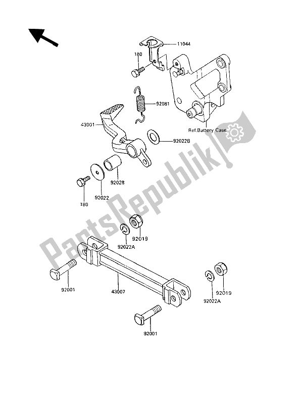 Alle onderdelen voor de Rempedaal van de Kawasaki GPX 600R 1994