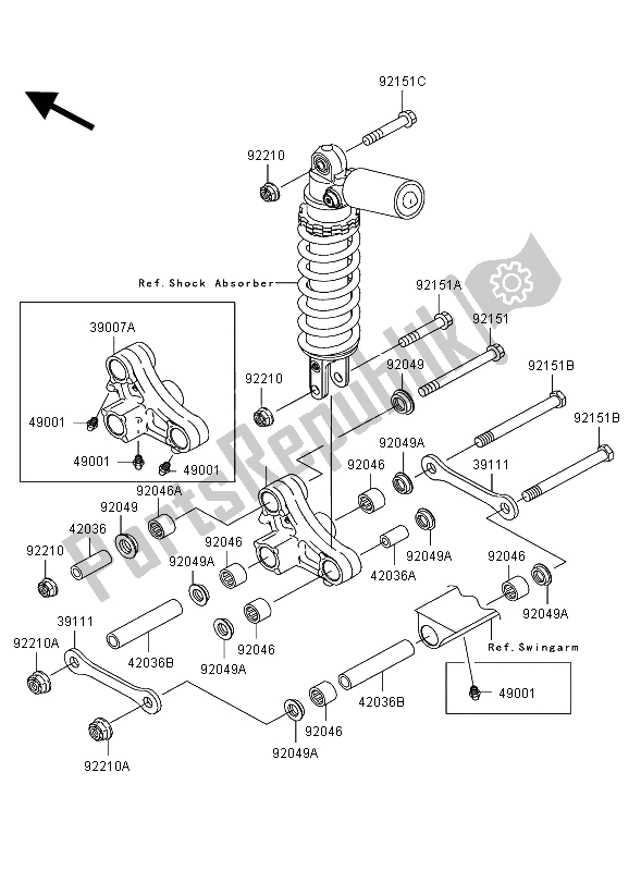 Todas las partes para Suspensión de Kawasaki Ninja ZX 12R 1200 2002