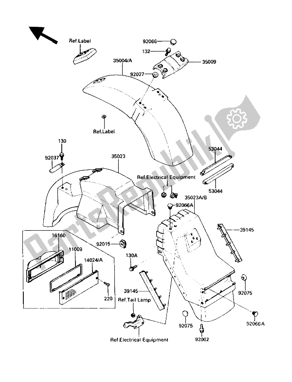 Alle onderdelen voor de Spatbord van de Kawasaki ZG 1200 B1 1990