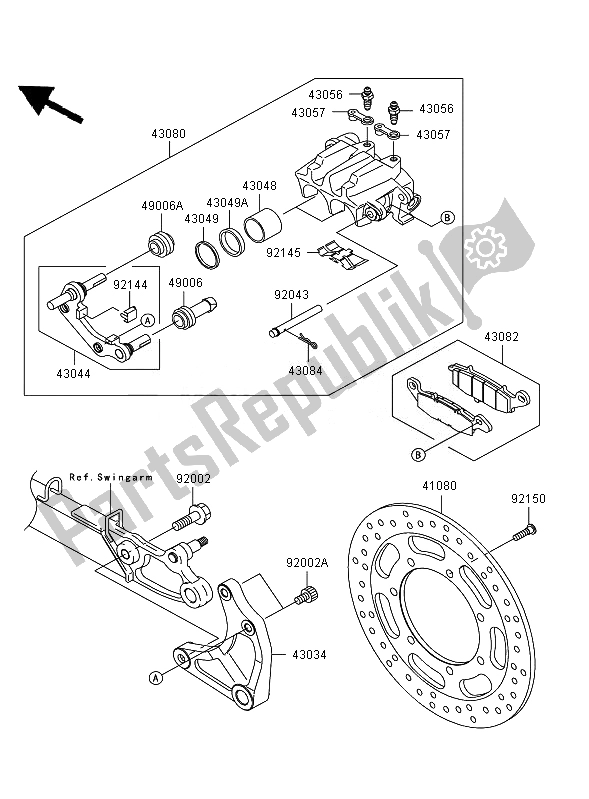 All parts for the Rear Brake of the Kawasaki VN 1600 Mean Streak 2007