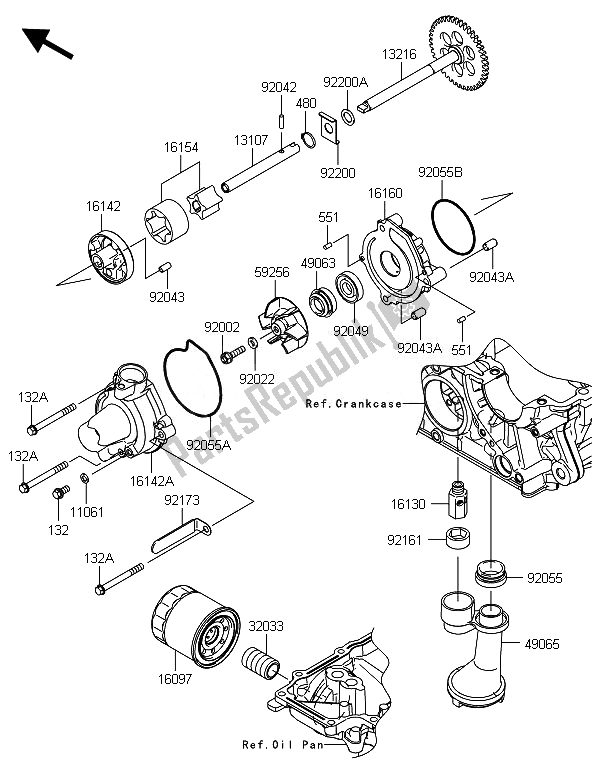 Todas las partes para Bomba De Aceite de Kawasaki Versys 1000 2014