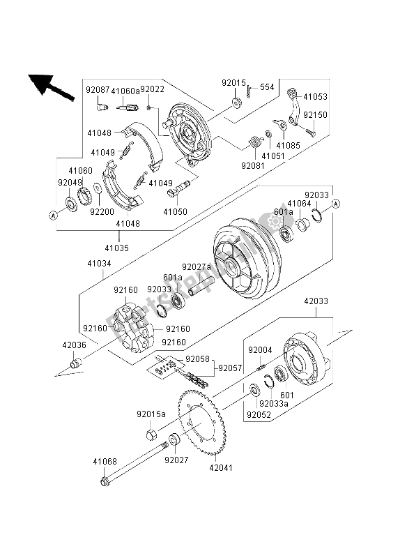 All parts for the Rear Hub of the Kawasaki VN 800 Classic 2003