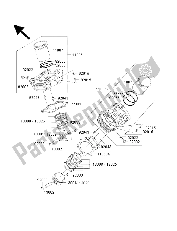 All parts for the Cylinder & Piston of the Kawasaki VN 1500 Classic FI 2001