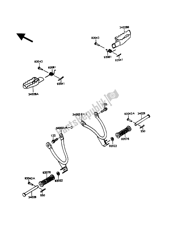 All parts for the Footrests of the Kawasaki KMX 125 1991