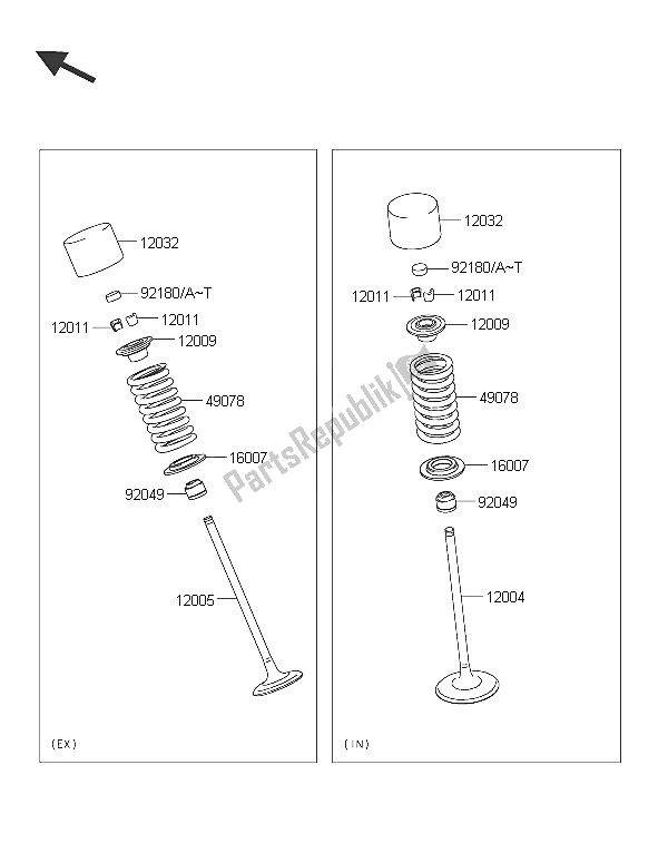 Alle onderdelen voor de Klep (pen) van de Kawasaki ER 6N 650 2016