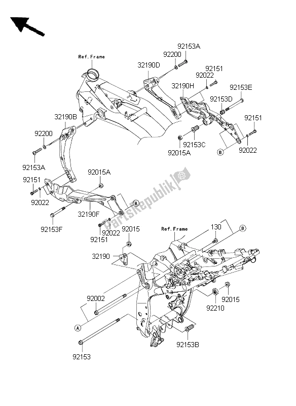 Tutte le parti per il Supporto Del Motore del Kawasaki Z 1000 ABS 2009