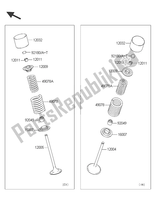 All parts for the Valve(s) of the Kawasaki KLX 250 2016