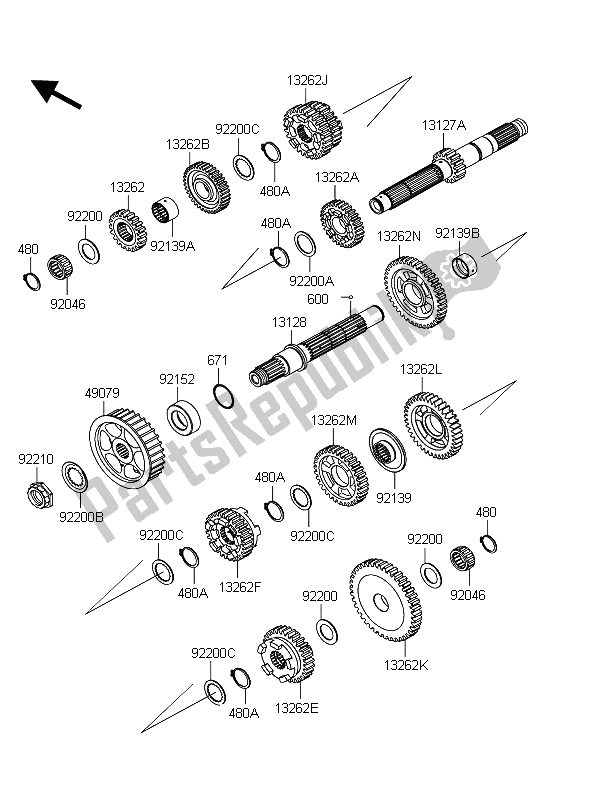 All parts for the Transmission of the Kawasaki VN 1700 Classic Tourer ABS 2012