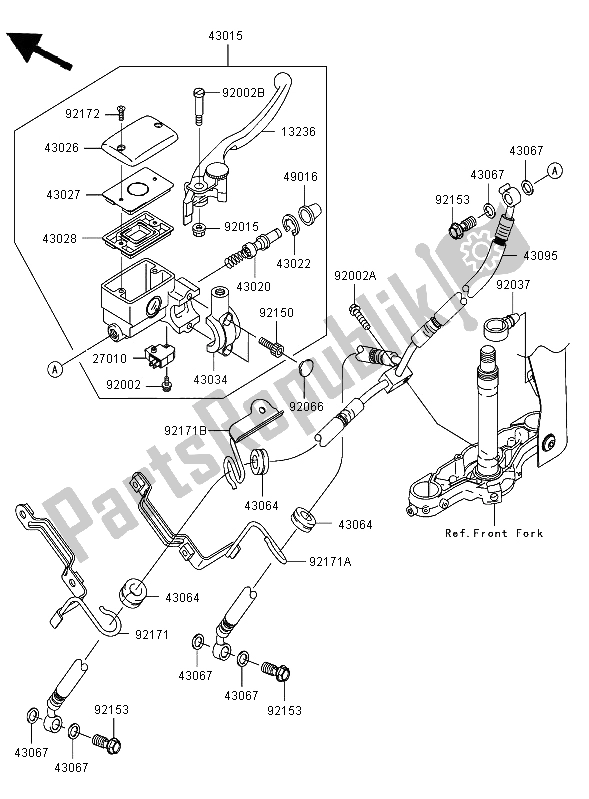 All parts for the Front Master Cylinder of the Kawasaki VN 1600 Classic 2006