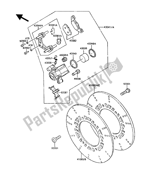 Tutte le parti per il Freno Anteriore del Kawasaki GPZ 900R 1986