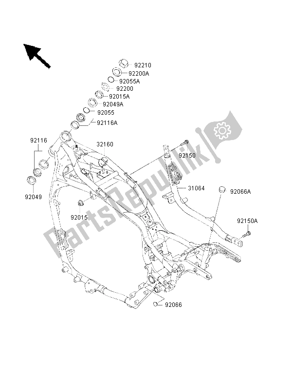 Tutte le parti per il Telaio del Kawasaki VN 1500 Classic FI 2000