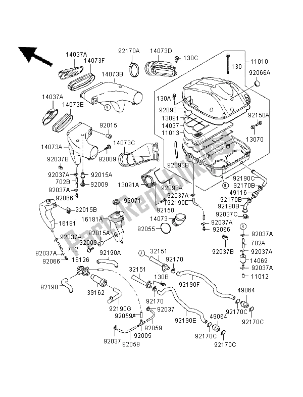 Tutte le parti per il Filtro Dell'aria del Kawasaki Ninja ZX 9R 900 1997
