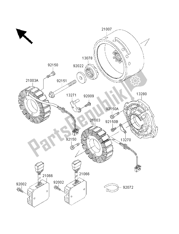 All parts for the Generator of the Kawasaki VN 1500 Classic Tourer FI 2003