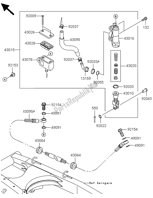 All parts for the Rear Master Cylinder of the Kawasaki KLX 125 2013