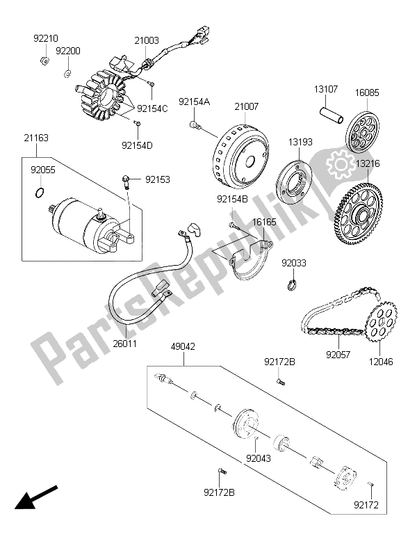 All parts for the Generator of the Kawasaki J 300 2015