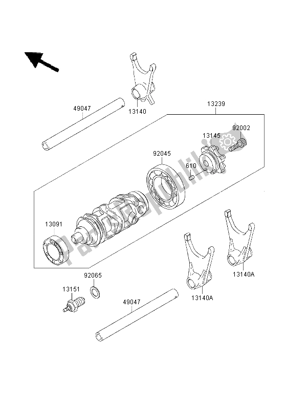All parts for the Gear Change Drum & Shift Fork of the Kawasaki Ninja ZX 6R 600 1995