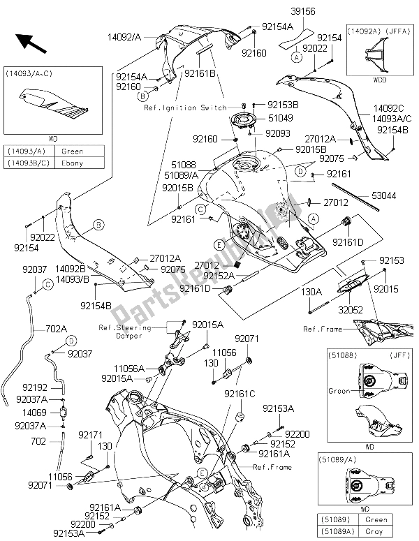 Todas las partes para Depósito De Combustible de Kawasaki Ninja ZX 10R 1000 2015