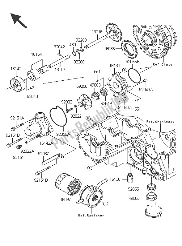 Todas las partes para Bomba De Aceite de Kawasaki Z 1000 2005