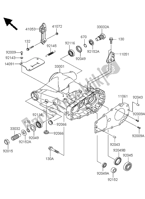 All parts for the Swingarm of the Kawasaki KVF 360 2003