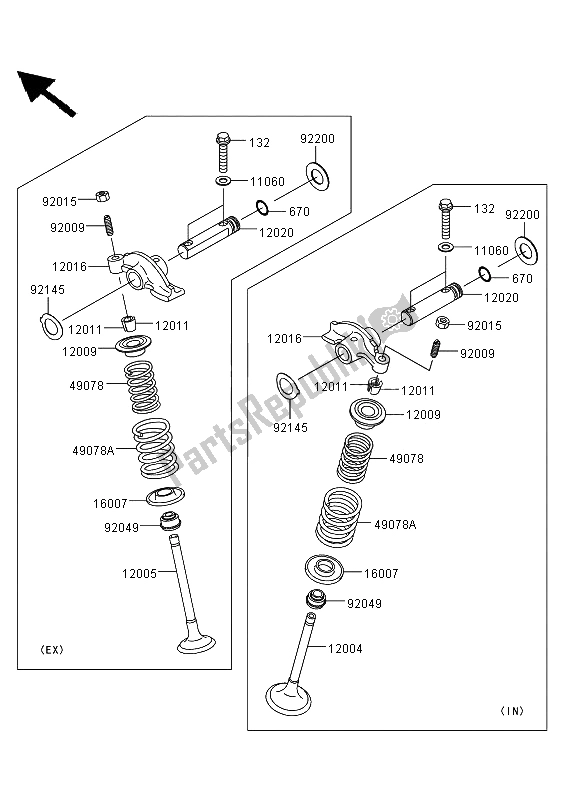 All parts for the Valve(s) of the Kawasaki KVF 360 4X4 2012