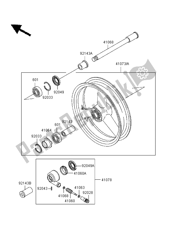 Tutte le parti per il Mozzo Anteriore del Kawasaki Ninja ZX 9R 900 1996