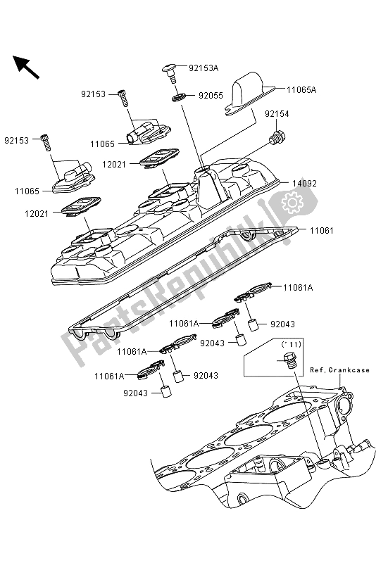 All parts for the Cylinder Head Cover of the Kawasaki Ninja ZX 10R 1000 2013