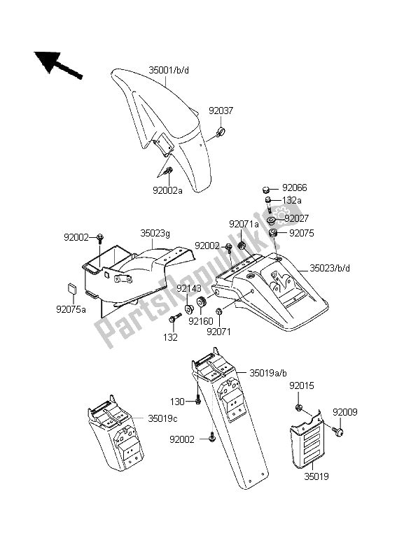 Tutte le parti per il Parabordi del Kawasaki KLE 500 1996