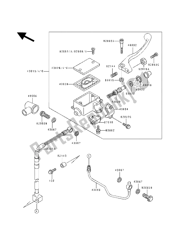 Tutte le parti per il Pompa Freno Anteriore del Kawasaki KDX 250 1991