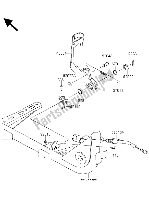 Alle onderdelen voor de Rempedaal van de Kawasaki KVF 360 2004