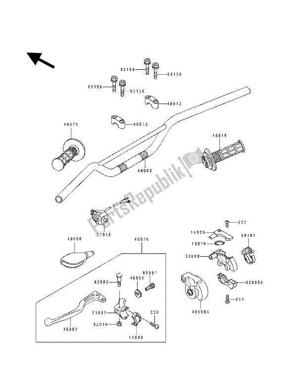 All parts for the Handlebar of the Kawasaki KX 100 1994