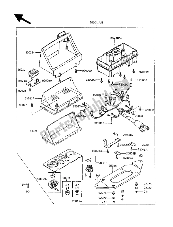 All parts for the Meter(s) of the Kawasaki 1000 GTR 1992