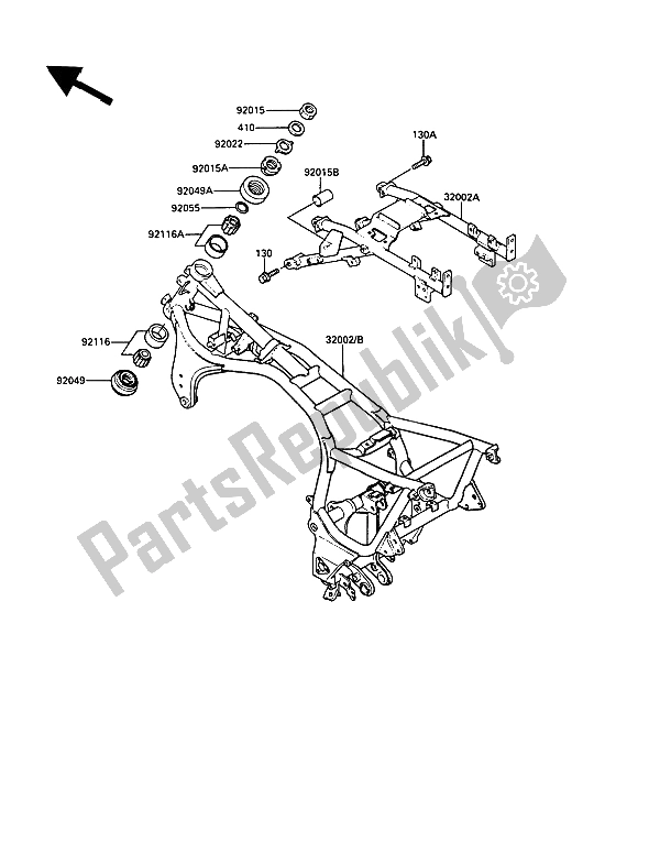 Toutes les pièces pour le Cadre du Kawasaki 1000 GTR 1991