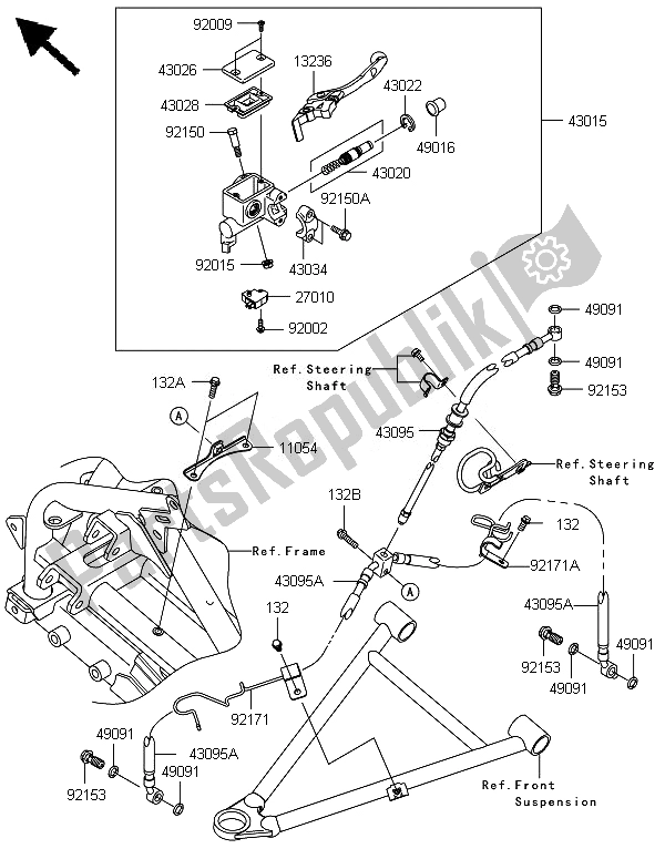 All parts for the Front Master Cylinder of the Kawasaki KFX 450R 2014