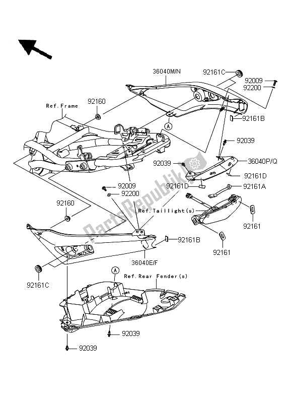 All parts for the Seat Cover of the Kawasaki ER 6F 650 2011