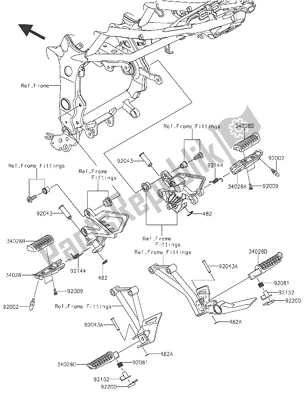 All parts for the Footrests of the Kawasaki Ninja 250 SL 2016