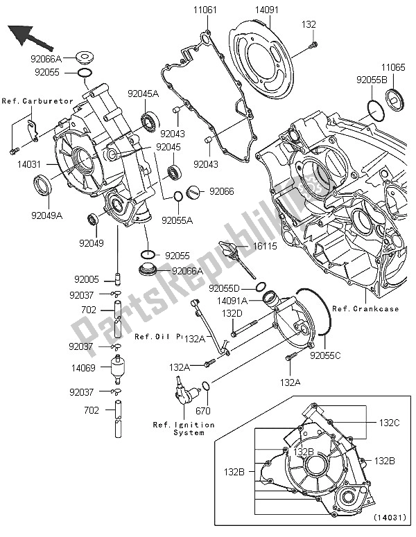 Todas as partes de Tampas De Motor do Kawasaki KVF 750 4X4 2005