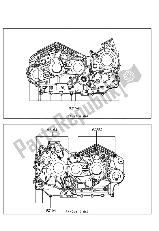 All parts for the Crankcase Bolt Pattern of the Kawasaki VN 1700 Voyager Custom ABS 2013