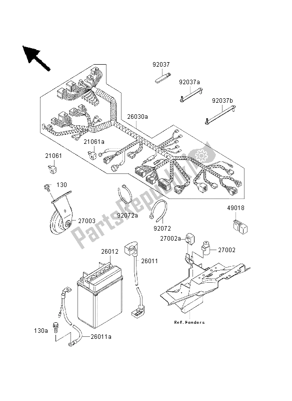 Tutte le parti per il Equipaggiamento Elettrico Del Telaio del Kawasaki ER 500 2003