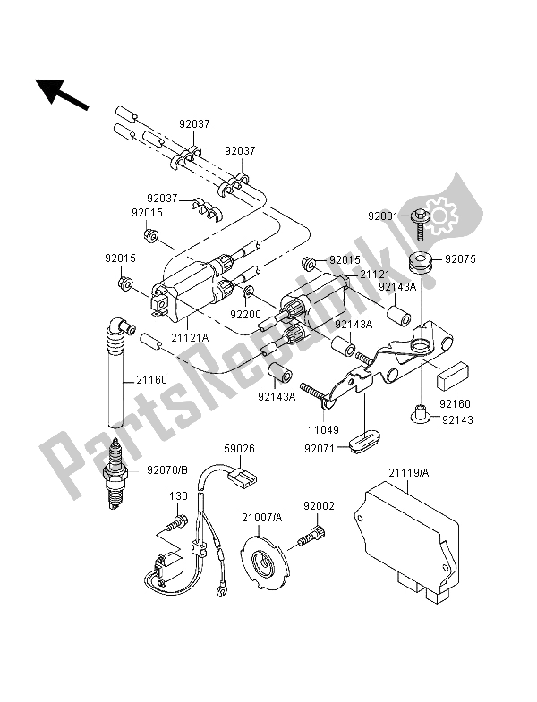 Todas as partes de Sistema De Ignição do Kawasaki Ninja ZX 7R 750 1996