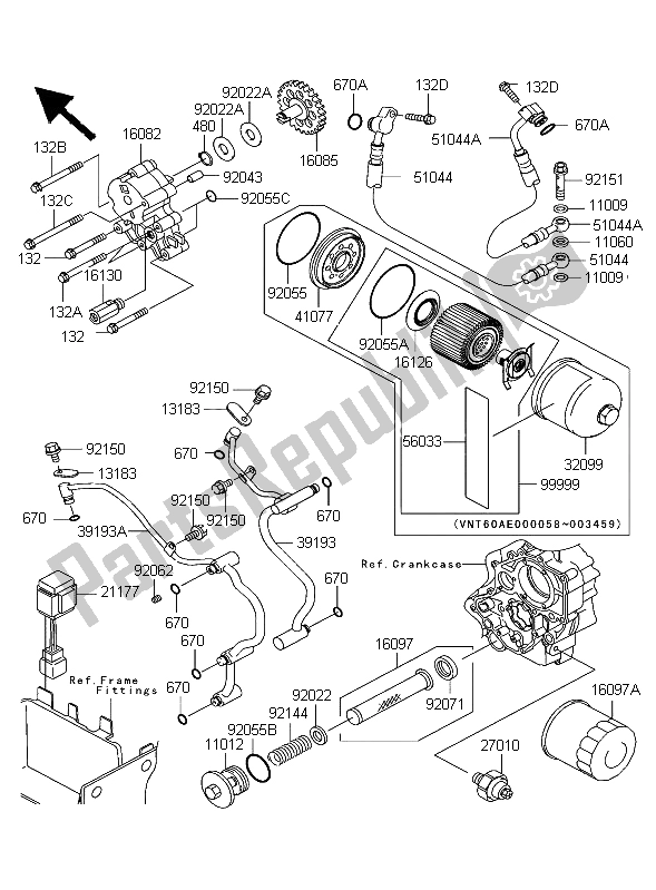 Toutes les pièces pour le La Pompe à Huile du Kawasaki VN 1600 Classic 2003