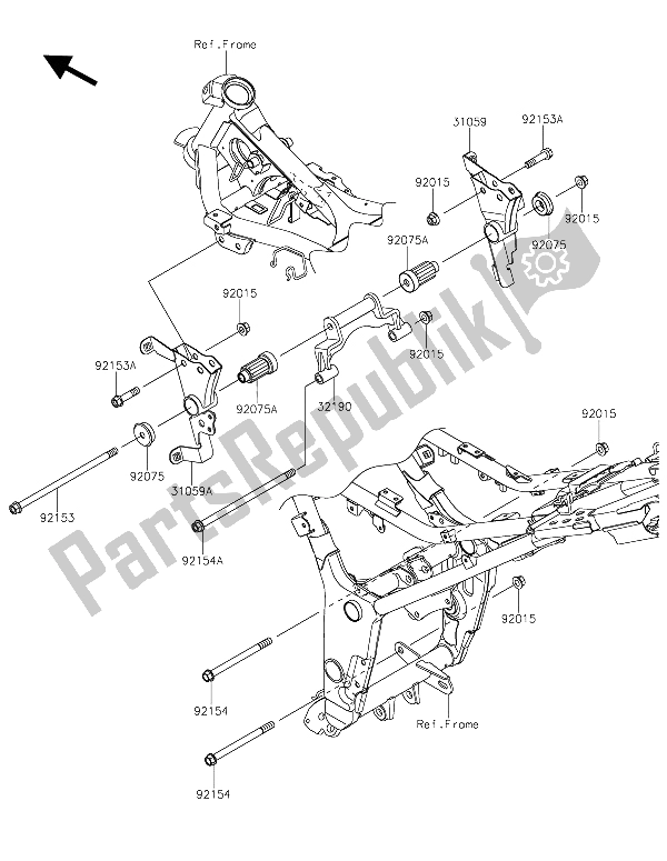 All parts for the Engine Mount of the Kawasaki Z 300 2015