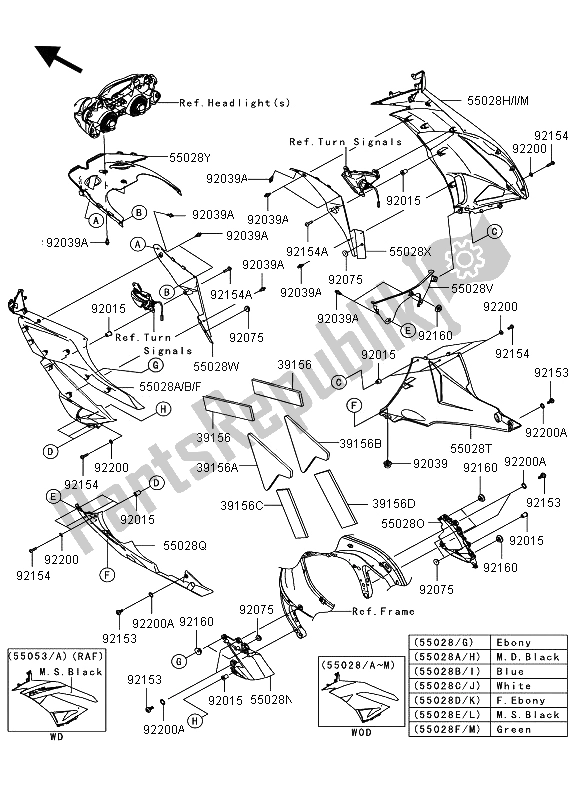 Tutte le parti per il Il Cofano Si Abbassa del Kawasaki Ninja ZX 6R 600 2009