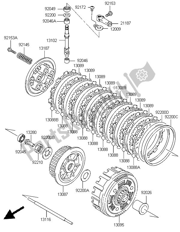 Tutte le parti per il Frizione del Kawasaki KFX 400 2006