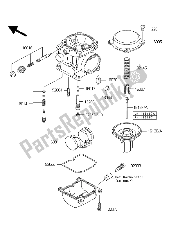 All parts for the Carburetor Parts of the Kawasaki W 650 2004