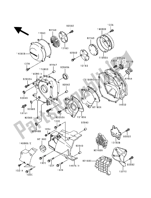 Tutte le parti per il Coperchio (i) Del Motore del Kawasaki Zephyr 1100 1994
