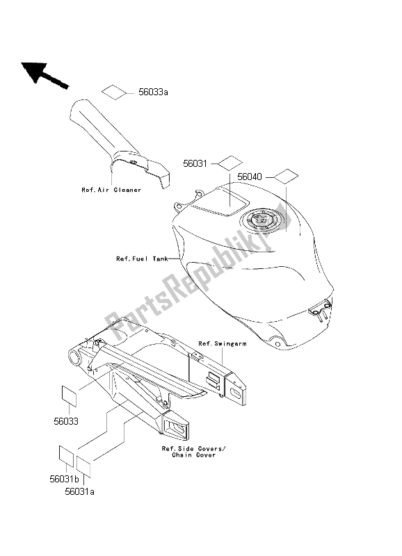 Todas las partes para Etiquetas de Kawasaki Ninja ZX 7R 750 2001