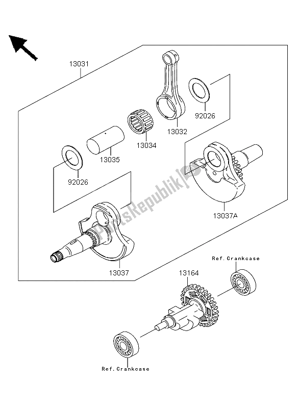 All parts for the Crankshaft of the Kawasaki KVF 360 4X4 2003