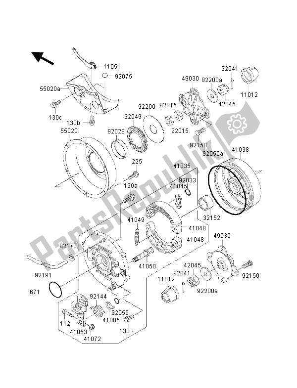 Todas as partes de Cubo Traseiro do Kawasaki KVF 400 2001