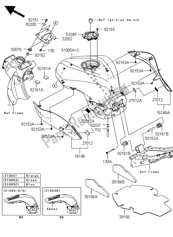 Todas las partes para Depósito De Combustible de Kawasaki Ninja ZX 6R 600 2008