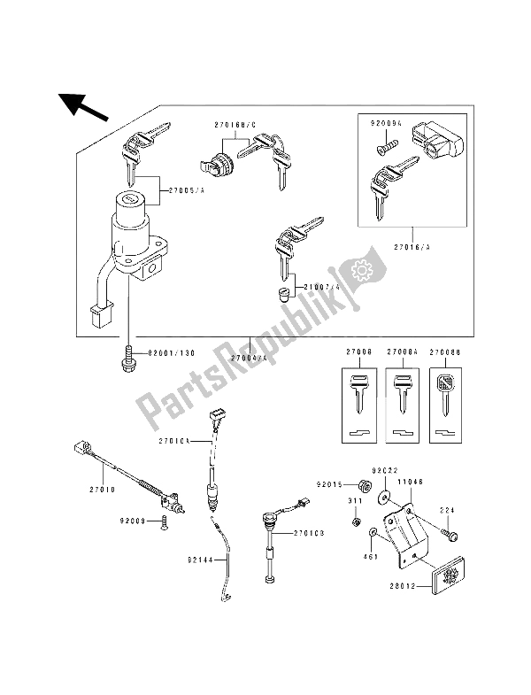 Tutte le parti per il Interruttore Di Accensione del Kawasaki KDX 125 1993